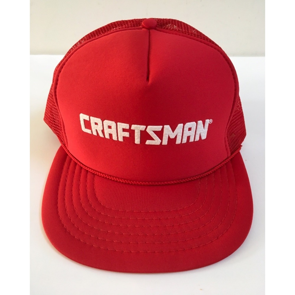 Vintage CRAFTSMAN Red Hat Baseball Foam Trucker Mesh Snapback Hat New